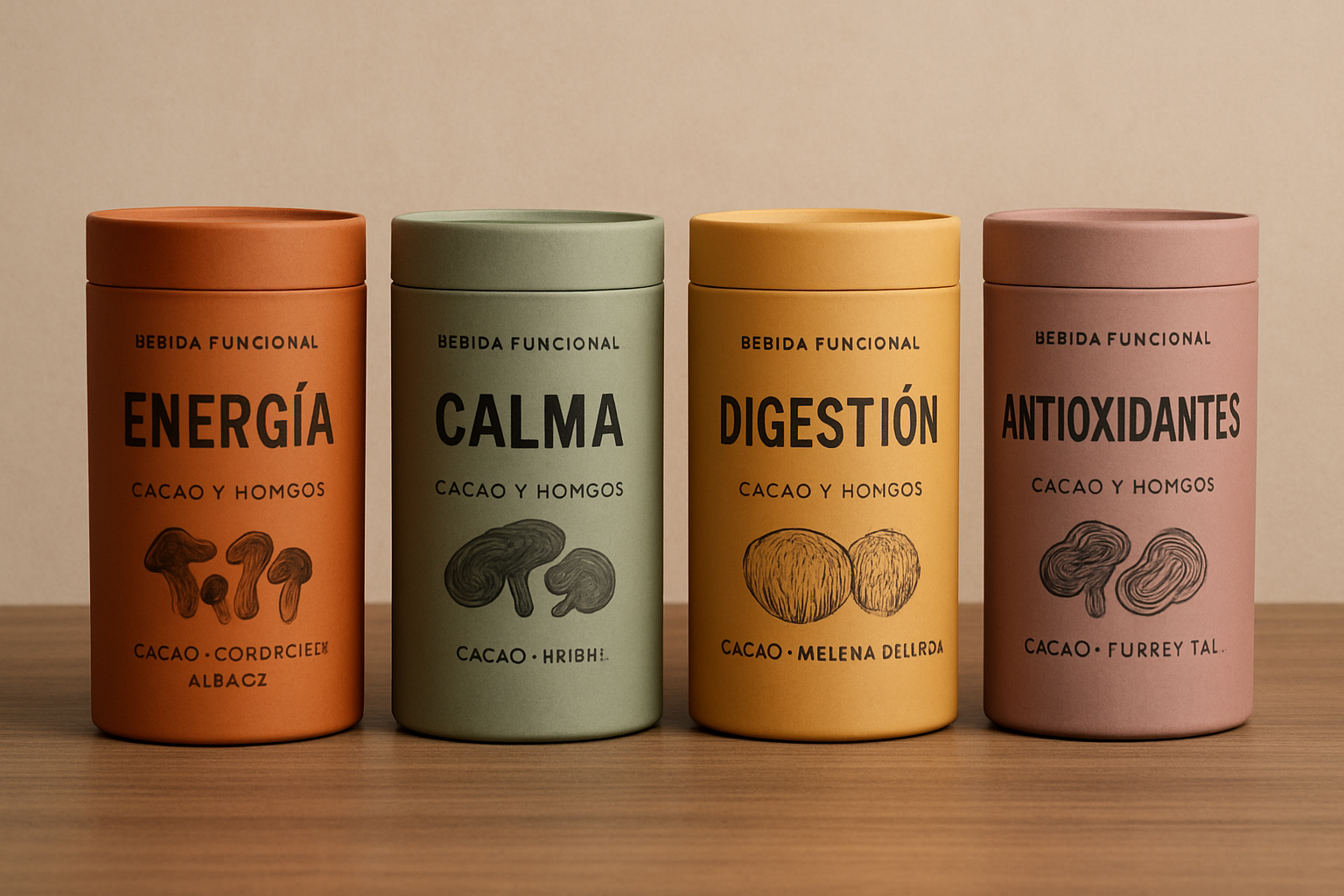 Bebidas funcionales de cacao y hongos para energía, calma, digestión y antioxidantes