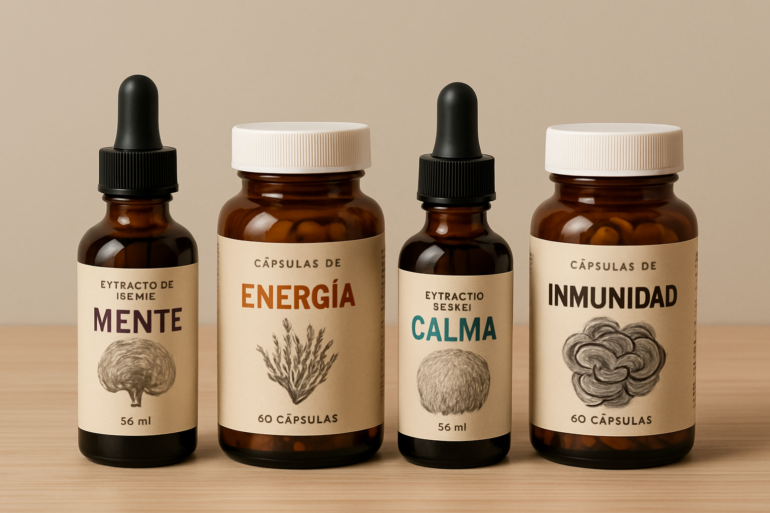 Extractos y cápsulas de hongos medicinales: mente, energía, calma e inmunidad